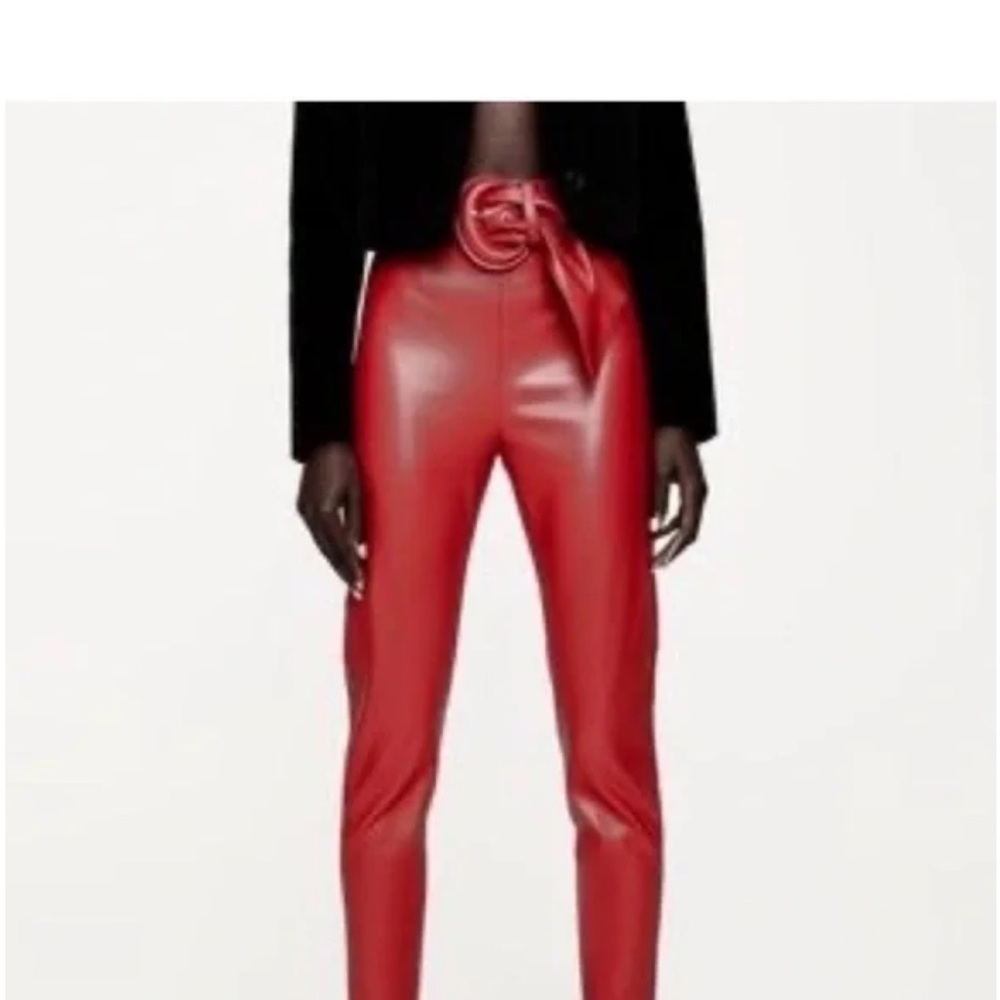 Zara Bold Red Tie Leggings